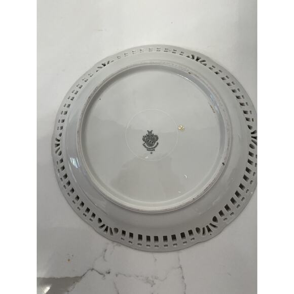 Schwartzhammer Germany Vtg Bavarian Porcelain Bowl Reticulated Lattice Violets - Picture 7 of 8